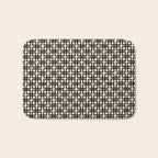 Mid Century Modern Geometric Tile Block Crayon Pattern in Black and Almond Cream Bath Mat Gallery Image 1