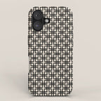 Mid Century Modern Geometric Tile Block Crayon Pattern in Black and Almond Cream iPhone Case Gallery Image 1