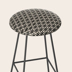 Mid Century Modern Geometric Tile Block Crayon Pattern in Black and Almond Cream Stool Gallery Image 2