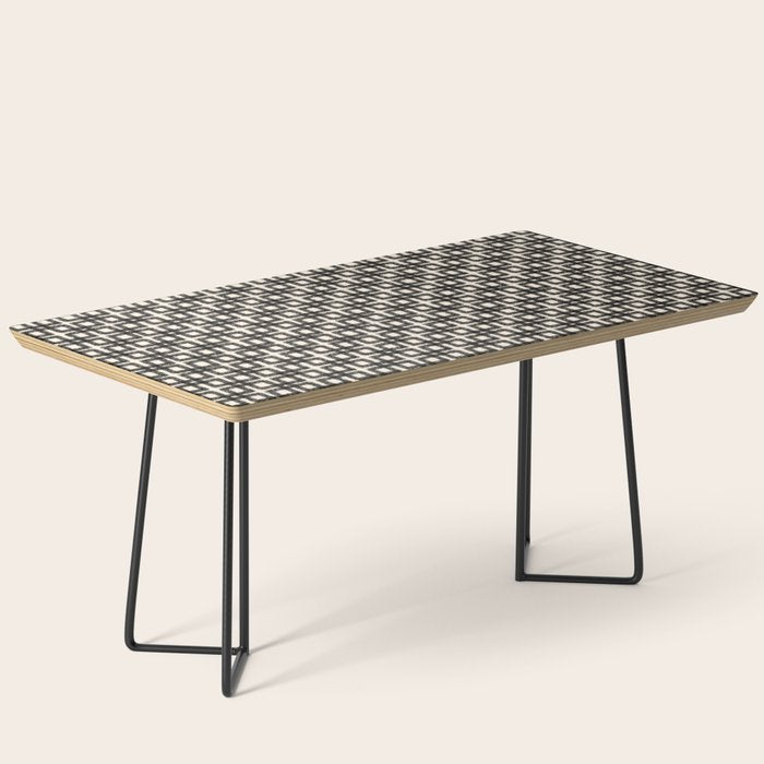 Mid Century Modern Geometric Tile Block Crayon Pattern in Black and Almond Cream Coffee Table Gallery Image 1
