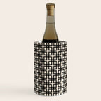 Mid Century Modern Geometric Tile Block Crayon Pattern in Black and Almond Cream Wine Chiller Gallery Image 1