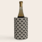 Mid Century Modern Geometric Tile Block Crayon Pattern in Black and Almond Cream Wine Chiller Gallery Image 2