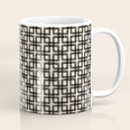 Mid Century Modern Geometric Tile Block Crayon Pattern in Black and Almond Cream Coffee Mug Gallery Image 1