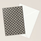 Mid Century Modern Geometric Tile Block Crayon Pattern in Black and Almond Cream Stationery Card Gallery Image 2