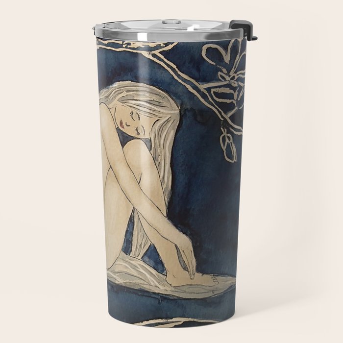 Girl sleeping under magnolia flowers Travel Mug Gallery Image 2