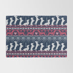 Fair Isle Knitting Doxie Love // navy blue background white and red dachshunds dogs bones paws and hearts Rug Gallery Image 2