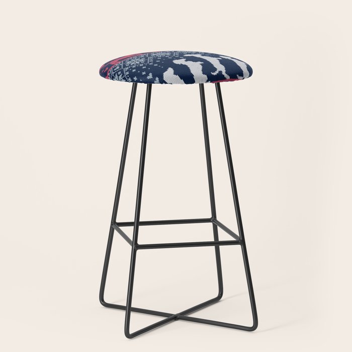 Fair Isle Knitting Doxie Love // navy blue background white and red dachshunds dogs bones paws and hearts Stool Gallery Image 1