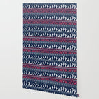 Fair Isle Knitting Doxie Love // navy blue background white and red dachshunds dogs bones paws and hearts Wallpaper Gallery Image 2