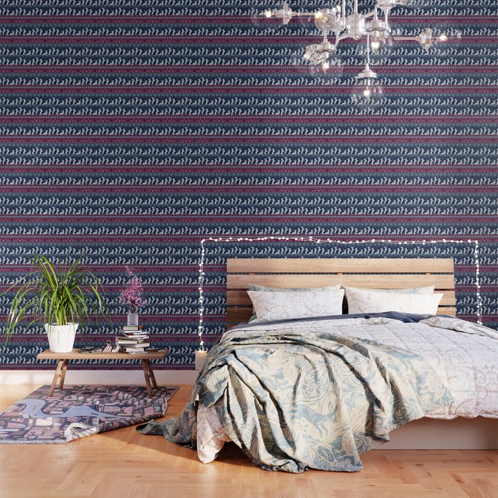 Fair Isle Knitting Doxie Love // navy blue background white and red dachshunds dogs bones paws and hearts Wallpaper Gallery Image 1