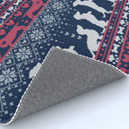 Fair Isle Knitting Doxie Love // navy blue background white and red dachshunds dogs bones paws and hearts Rug Gallery Image 4