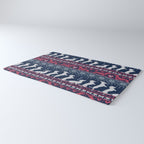 Fair Isle Knitting Doxie Love // navy blue background white and red dachshunds dogs bones paws and hearts Rug Gallery Image 3
