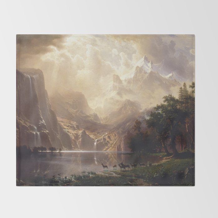Albert Bierstadt - Among the Sierra Nevada, California Throw Blanket Gallery Image 2