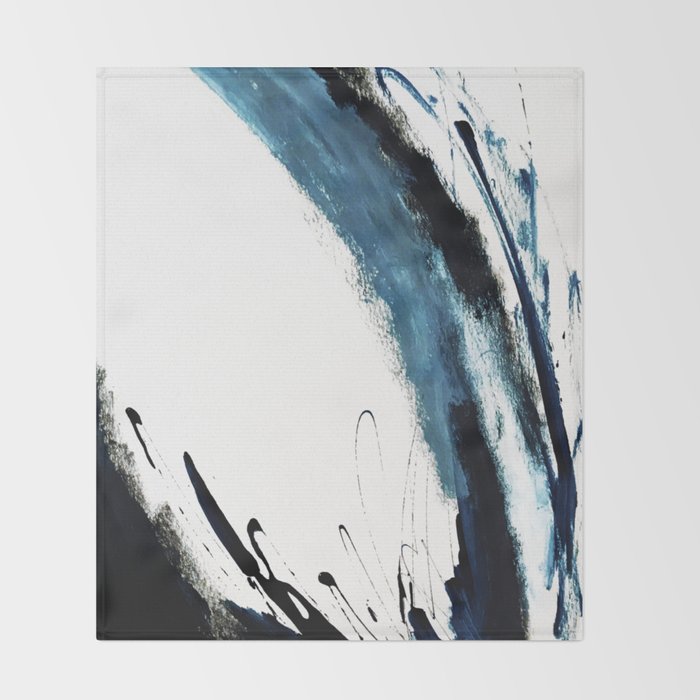 Reykjavik: a pretty and minimal mixed media piece in black, white, and blue Throw Blanket Gallery Image 2
