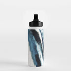 Reykjavik: a pretty and minimal mixed media piece in black, white, and blue Water Bottle Gallery Image 2