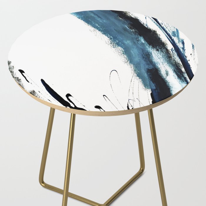 Reykjavik: a pretty and minimal mixed media piece in black, white, and blue Side Table Gallery Image 2