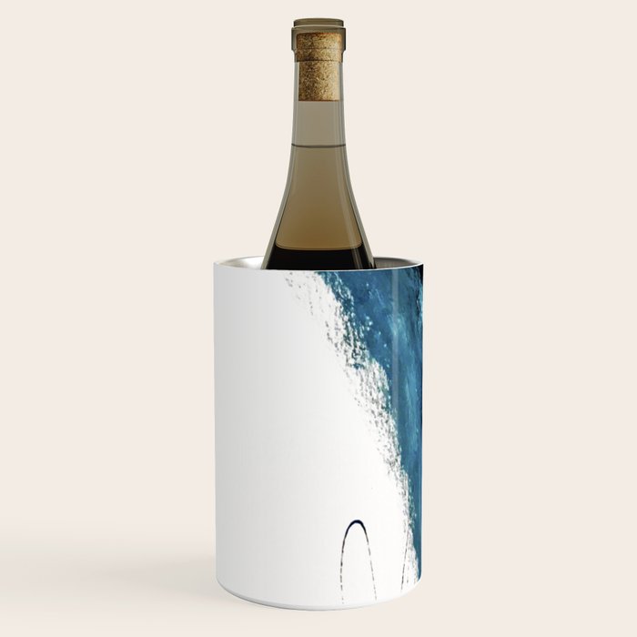 Reykjavik: a pretty and minimal mixed media piece in black, white, and blue Wine Chiller Gallery Image 1