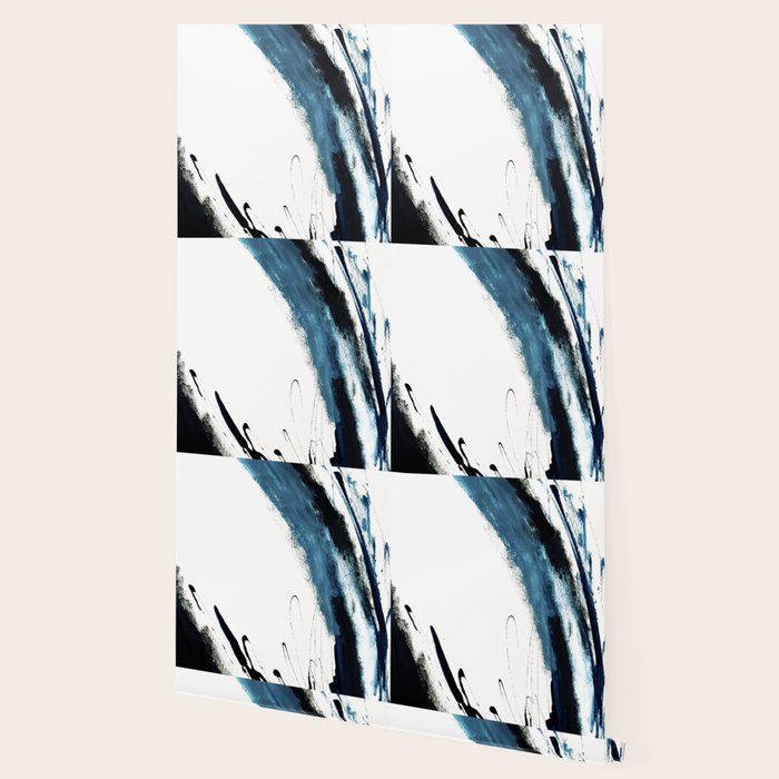 Reykjavik: a pretty and minimal mixed media piece in black, white, and blue Wallpaper Gallery Image 2