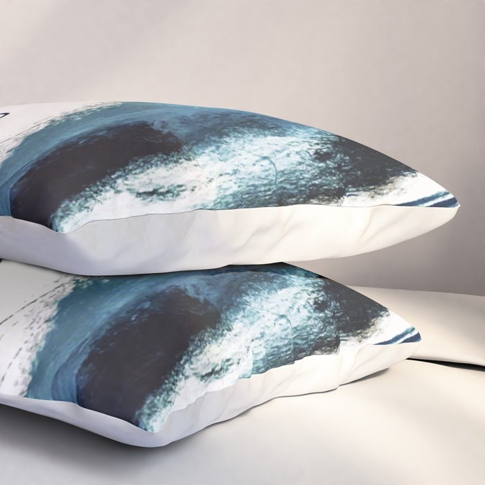 Reykjavik: a pretty and minimal mixed media piece in black, white, and blue Pillow Sham Gallery Image 3