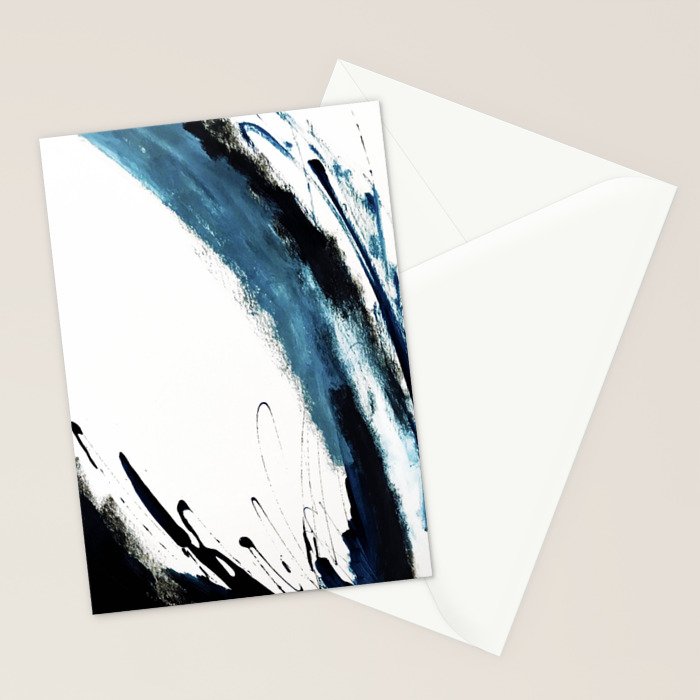 Reykjavik: a pretty and minimal mixed media piece in black, white, and blue Stationery Card Gallery Image 2