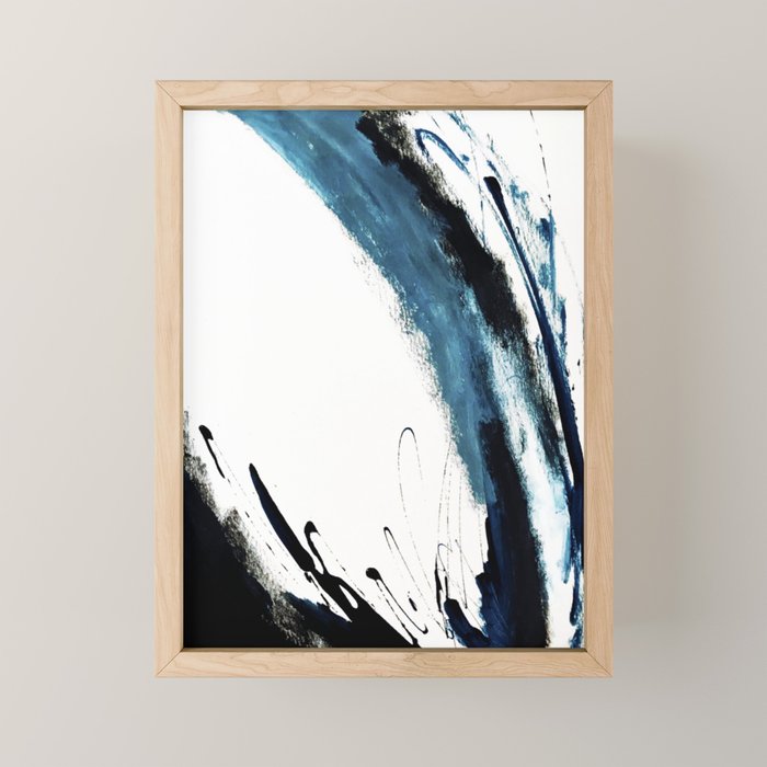 Reykjavik: a pretty and minimal mixed media piece in black, white, and blue Mini Art Print Gallery Image 1