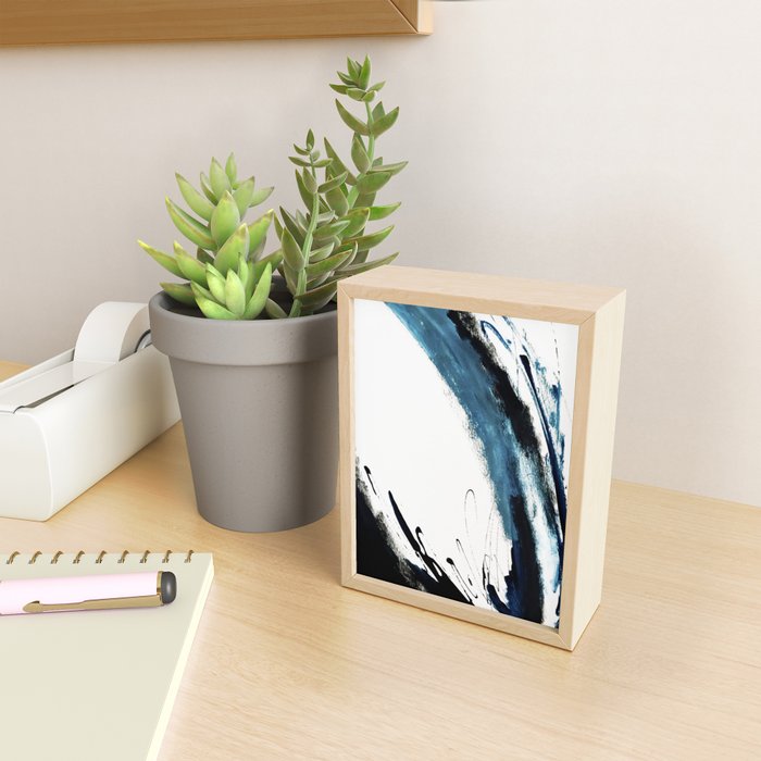 Reykjavik: a pretty and minimal mixed media piece in black, white, and blue Mini Art Print Gallery Image 2