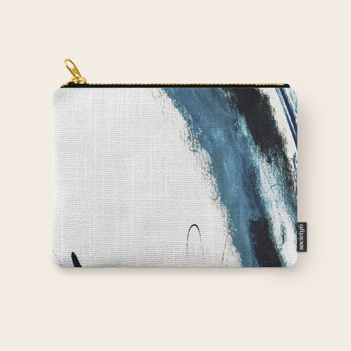 Reykjavik: a pretty and minimal mixed media piece in black, white, and blue Carry All Pouch Gallery Image 1