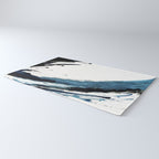 Reykjavik: a pretty and minimal mixed media piece in black, white, and blue Rug Gallery Image 3