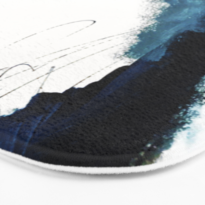 Reykjavik: a pretty and minimal mixed media piece in black, white, and blue Bath Mat Gallery Image 3