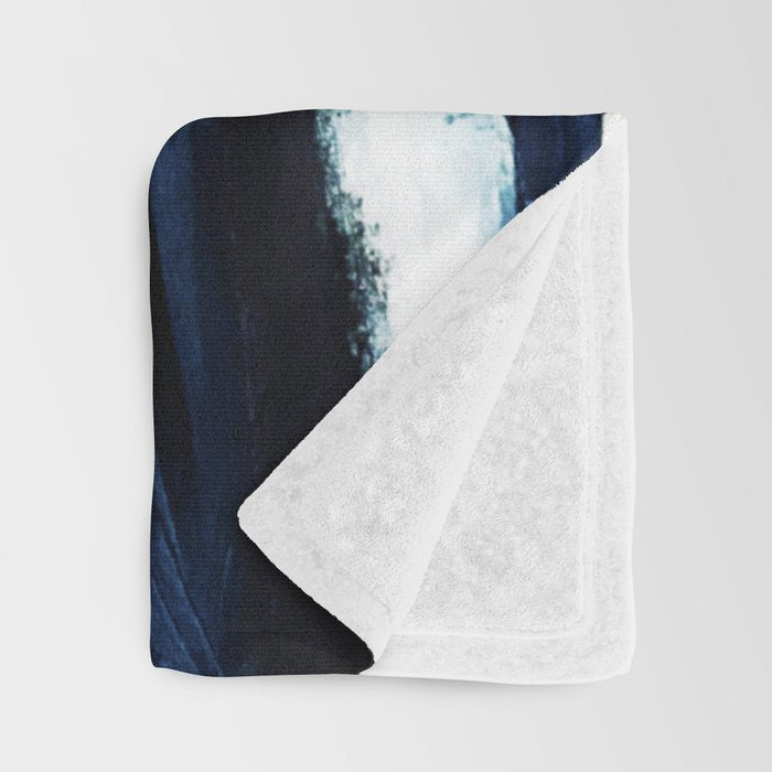 Reykjavik: a pretty and minimal mixed media piece in black, white, and blue Throw Blanket Gallery Image 3