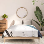 Reykjavik: a pretty and minimal mixed media piece in black, white, and blue Comforter Gallery Image 3