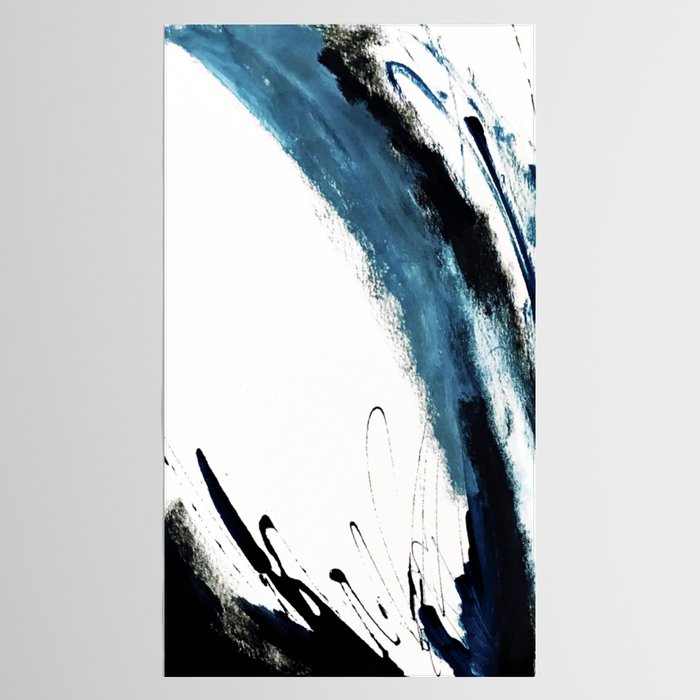 Reykjavik: a pretty and minimal mixed media piece in black, white, and blue Tablecloth Gallery Image 2