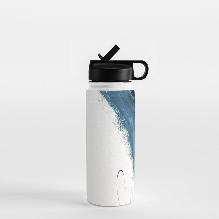 Reykjavik: a pretty and minimal mixed media piece in black, white, and blue Water Bottle Gallery Image 1