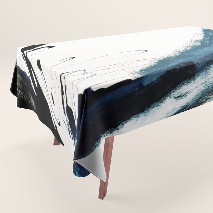 Reykjavik: a pretty and minimal mixed media piece in black, white, and blue Tablecloth Gallery Image 1