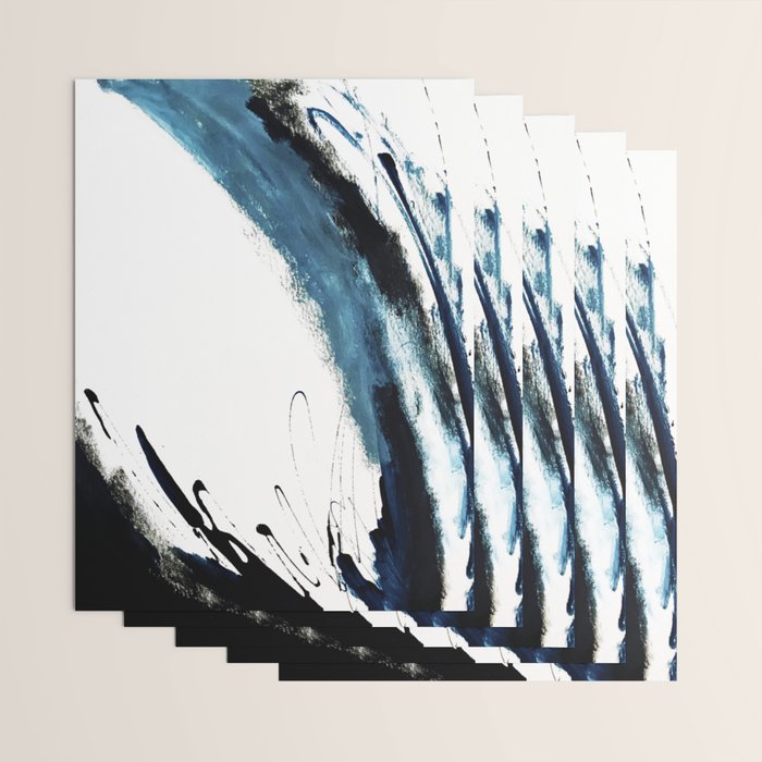 Reykjavik: a pretty and minimal mixed media piece in black, white, and blue Wrapping Paper Gallery Image 3