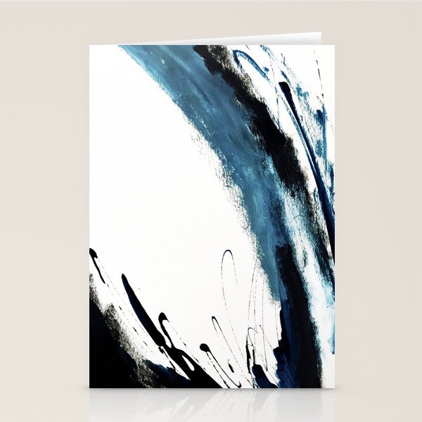 Reykjavik: a pretty and minimal mixed media piece in black, white, and blue Stationery Card Gallery Image 1