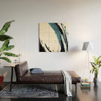 Reykjavik: a pretty and minimal mixed media piece in black, white, and blue Wood Wall Art Gallery Image 2