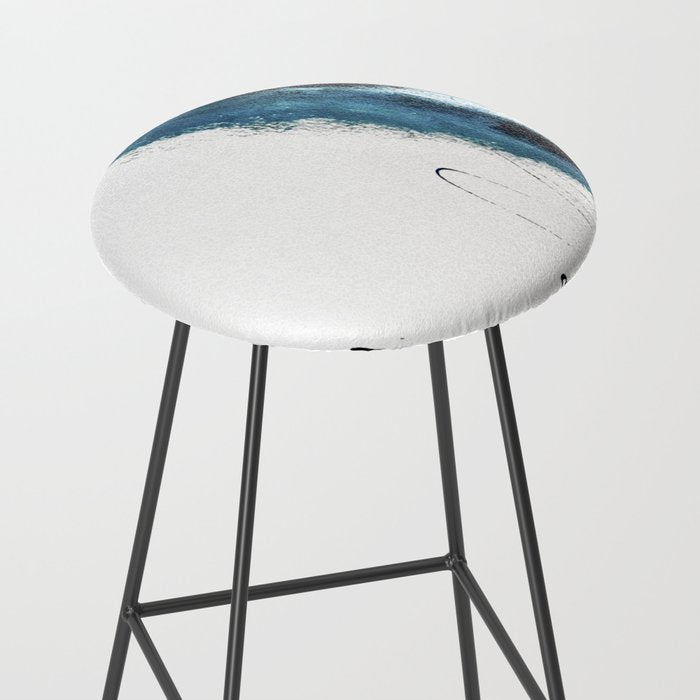 Reykjavik: a pretty and minimal mixed media piece in black, white, and blue Stool Gallery Image 2