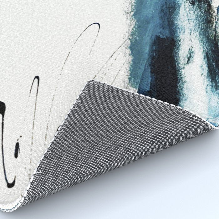 Reykjavik: a pretty and minimal mixed media piece in black, white, and blue Rug Gallery Image 4