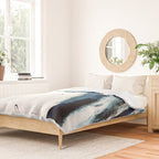 Reykjavik: a pretty and minimal mixed media piece in black, white, and blue Duvet Cover Gallery Image 2