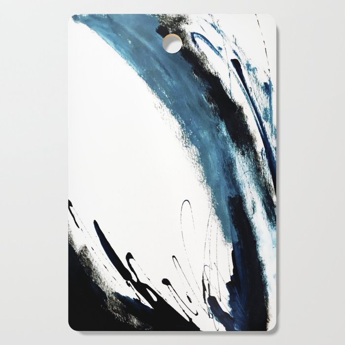 Reykjavik: a pretty and minimal mixed media piece in black, white, and blue Cutting Board Gallery Image 1