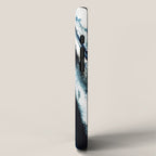 Reykjavik: a pretty and minimal mixed media piece in black, white, and blue iPhone Case Gallery Image 2