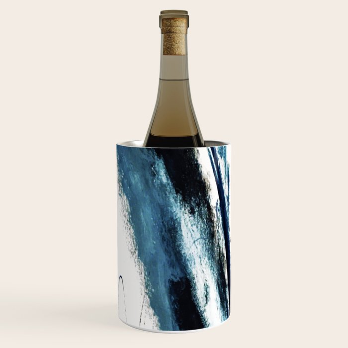 Reykjavik: a pretty and minimal mixed media piece in black, white, and blue Wine Chiller Gallery Image 3