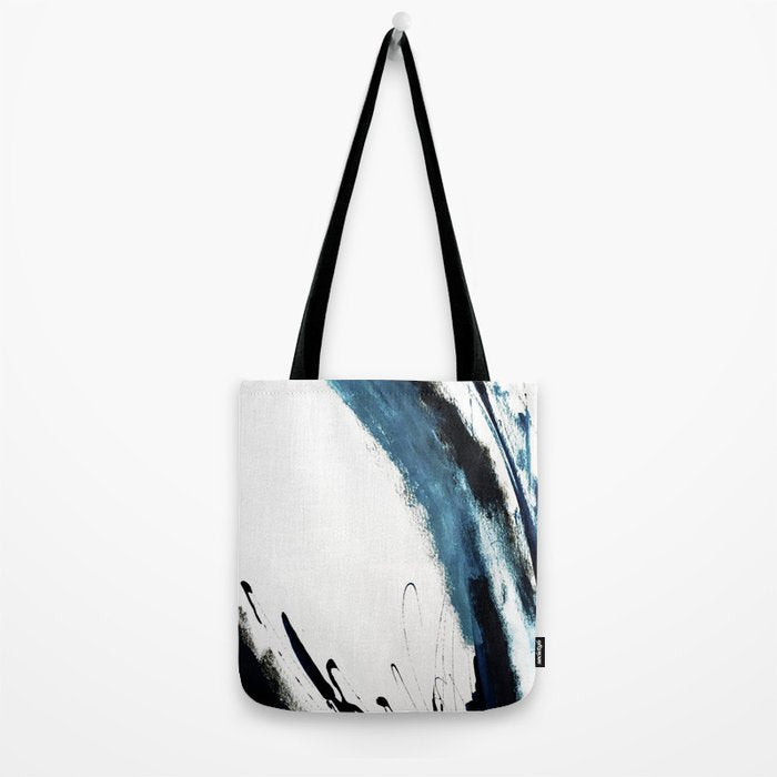 Reykjavik: a pretty and minimal mixed media piece in black, white, and blue Tote Bag Gallery Image 2