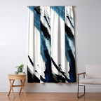 Reykjavik: a pretty and minimal mixed media piece in black, white, and blue Window Curtain Gallery Image 5