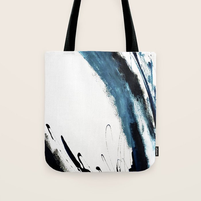 Reykjavik: a pretty and minimal mixed media piece in black, white, and blue Tote Bag Gallery Image 1