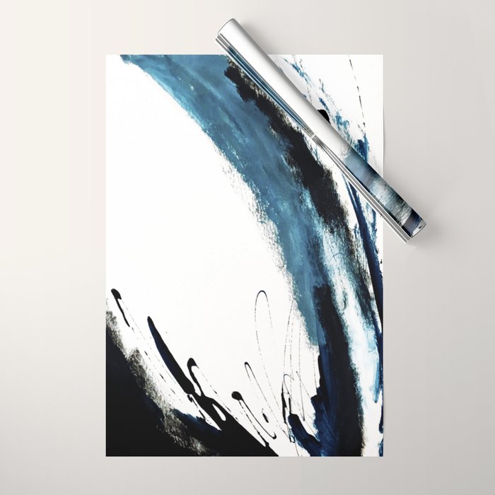 Reykjavik: a pretty and minimal mixed media piece in black, white, and blue Wrapping Paper Gallery Image 1