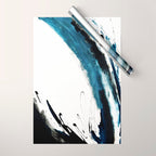 Reykjavik: a pretty and minimal mixed media piece in black, white, and blue Wrapping Paper Gallery Image 1