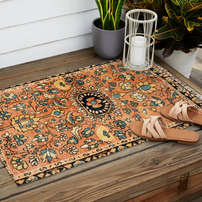 Sarouk Poshti Vintage Persian Rug Print Outdoor Rug Gallery Image 2