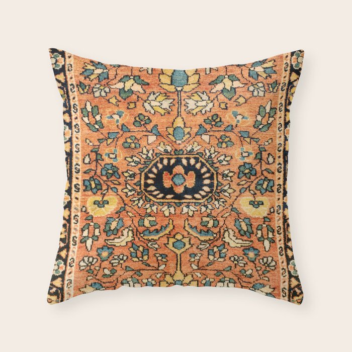 Sarouk Poshti Vintage Persian Rug Print Throw Pillow Gallery Image 6
