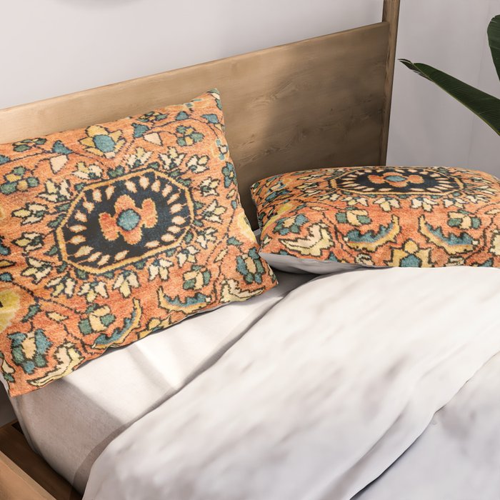 Sarouk Poshti Vintage Persian Rug Print Pillow Sham Gallery Image 2